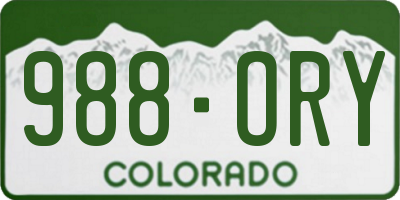 CO license plate 988ORY