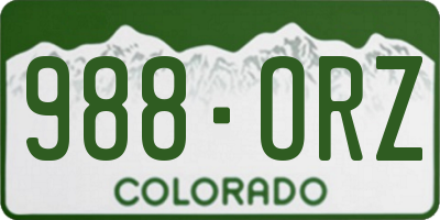 CO license plate 988ORZ
