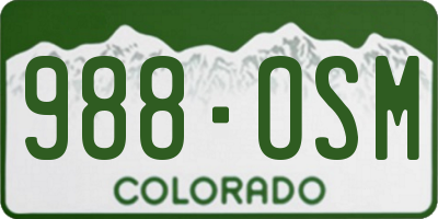 CO license plate 988OSM