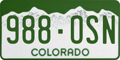 CO license plate 988OSN