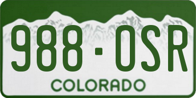 CO license plate 988OSR