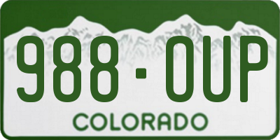 CO license plate 988OUP