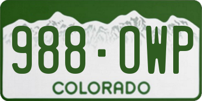 CO license plate 988OWP
