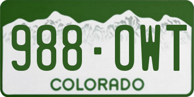 CO license plate 988OWT