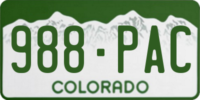 CO license plate 988PAC