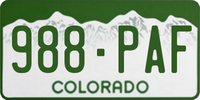 CO license plate 988PAF