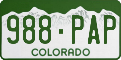 CO license plate 988PAP