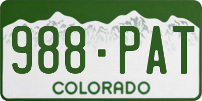 CO license plate 988PAT