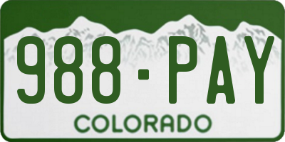 CO license plate 988PAY