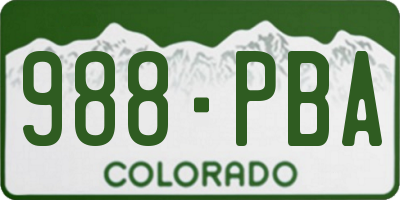 CO license plate 988PBA
