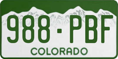 CO license plate 988PBF