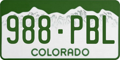 CO license plate 988PBL