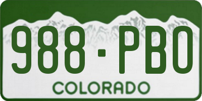 CO license plate 988PBO