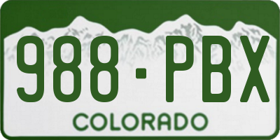 CO license plate 988PBX