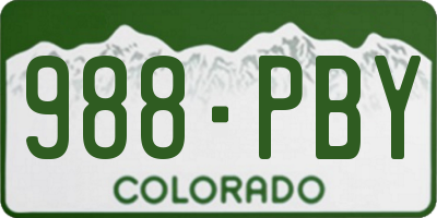 CO license plate 988PBY