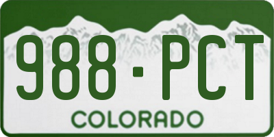 CO license plate 988PCT