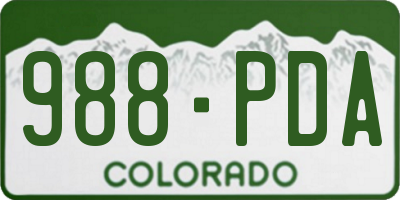 CO license plate 988PDA