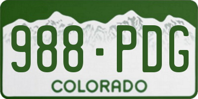 CO license plate 988PDG