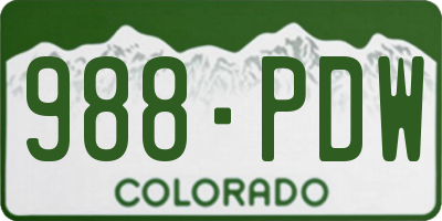 CO license plate 988PDW