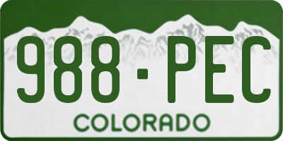 CO license plate 988PEC