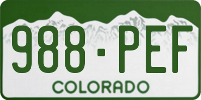 CO license plate 988PEF
