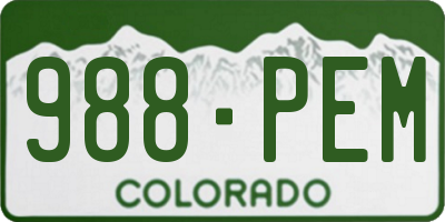 CO license plate 988PEM
