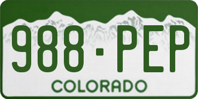 CO license plate 988PEP