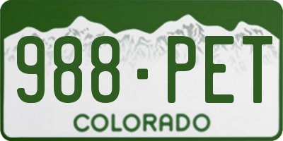 CO license plate 988PET