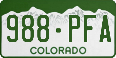 CO license plate 988PFA