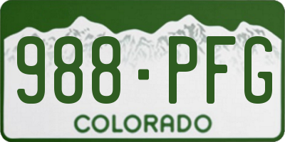 CO license plate 988PFG