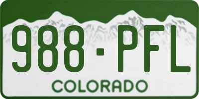 CO license plate 988PFL