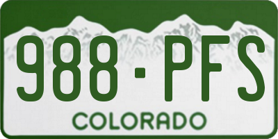 CO license plate 988PFS