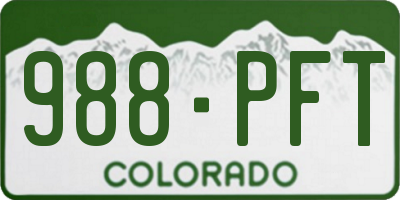 CO license plate 988PFT