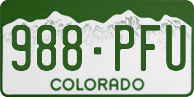 CO license plate 988PFU