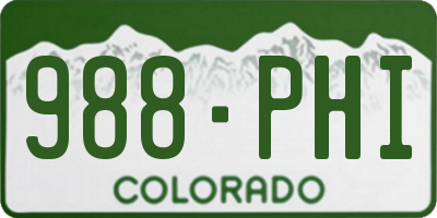 CO license plate 988PHI