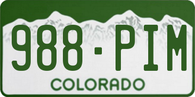 CO license plate 988PIM
