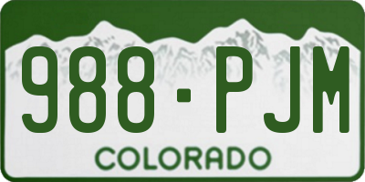 CO license plate 988PJM