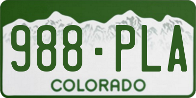 CO license plate 988PLA