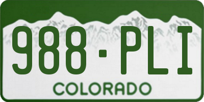 CO license plate 988PLI