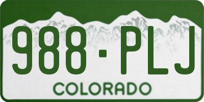 CO license plate 988PLJ