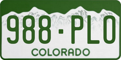 CO license plate 988PLO