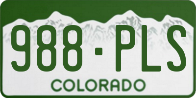 CO license plate 988PLS