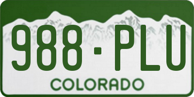 CO license plate 988PLU