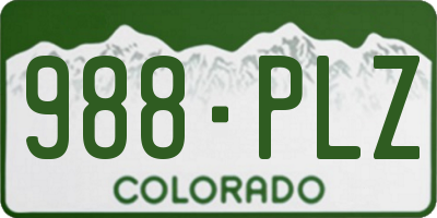 CO license plate 988PLZ