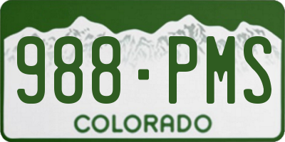 CO license plate 988PMS