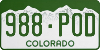 CO license plate 988POD