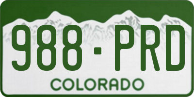 CO license plate 988PRD