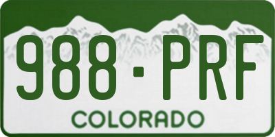 CO license plate 988PRF