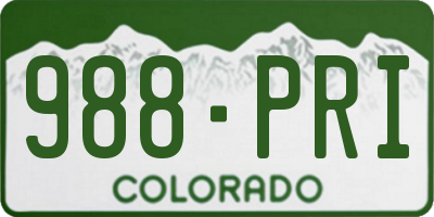 CO license plate 988PRI