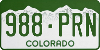 CO license plate 988PRN
